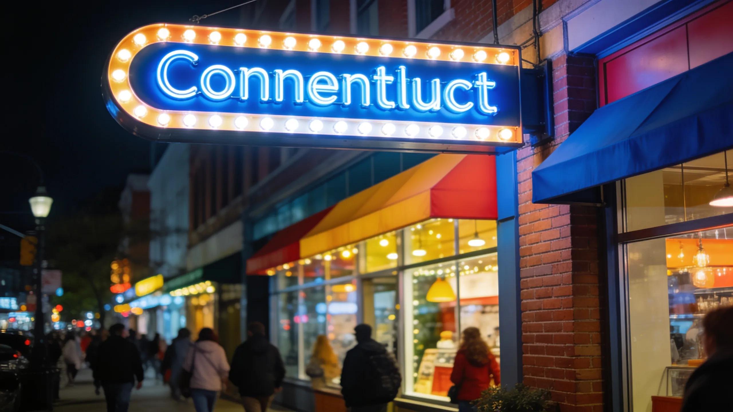Bright LED channel letter sign displayed on a Connecticut storefront, enhancing visibility and attracting customers.